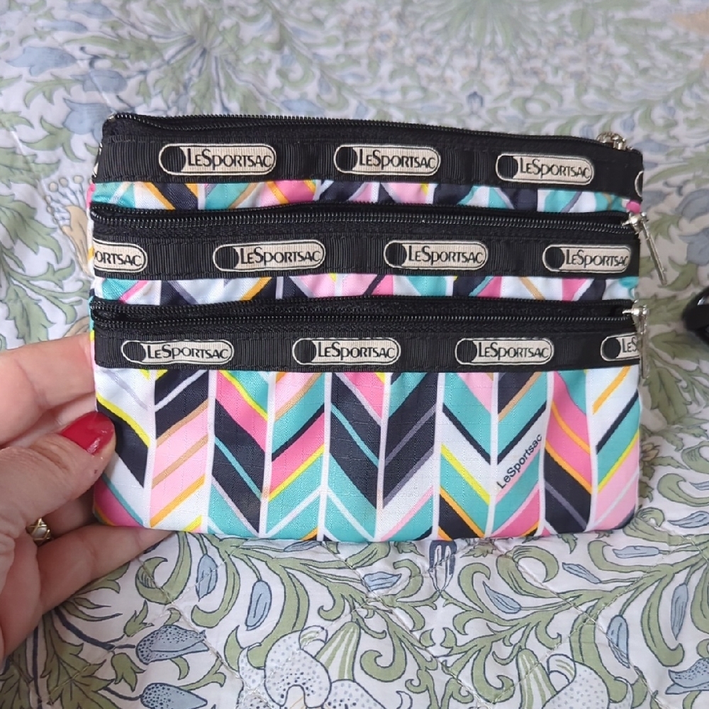 LeSportsac Colorful Chevron Pouch Set